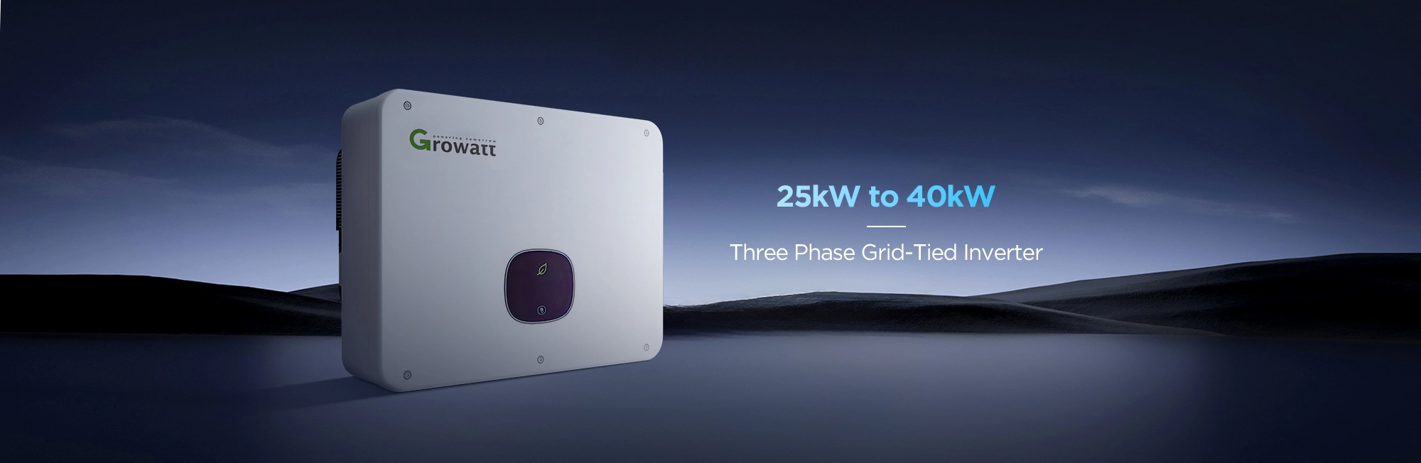 Growatt MID 25-40KTL3-X series three phase grid-tied inverter banner – 25kW to 40kW power range for small commercial and industrial solar installations